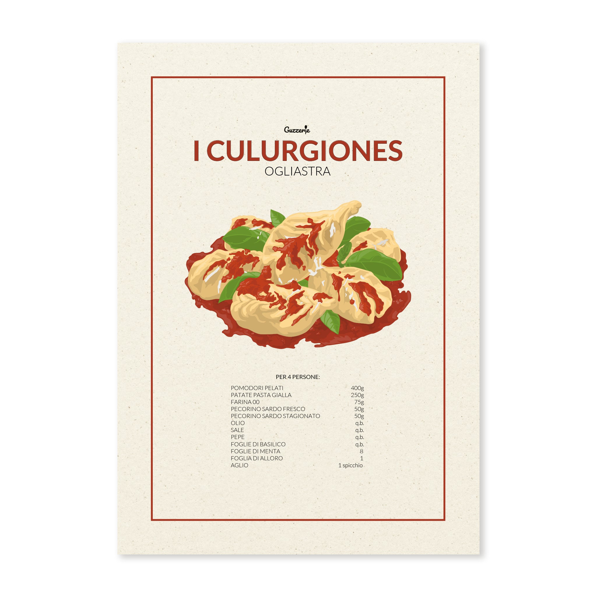Iconic Poster of Culurgiones | Guzzerie