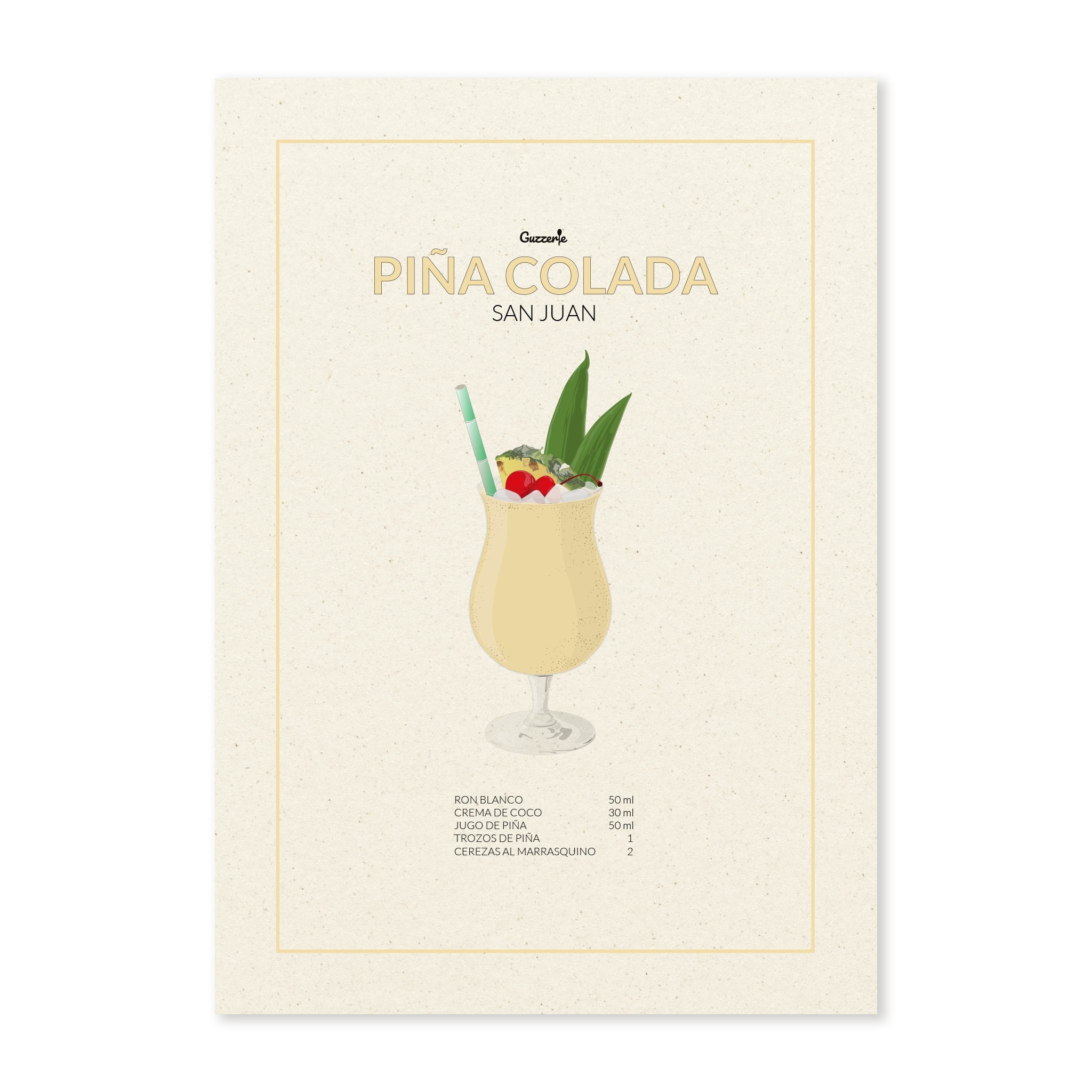 Iconic Poster of Piña Colada Cocktail | Guzzerie