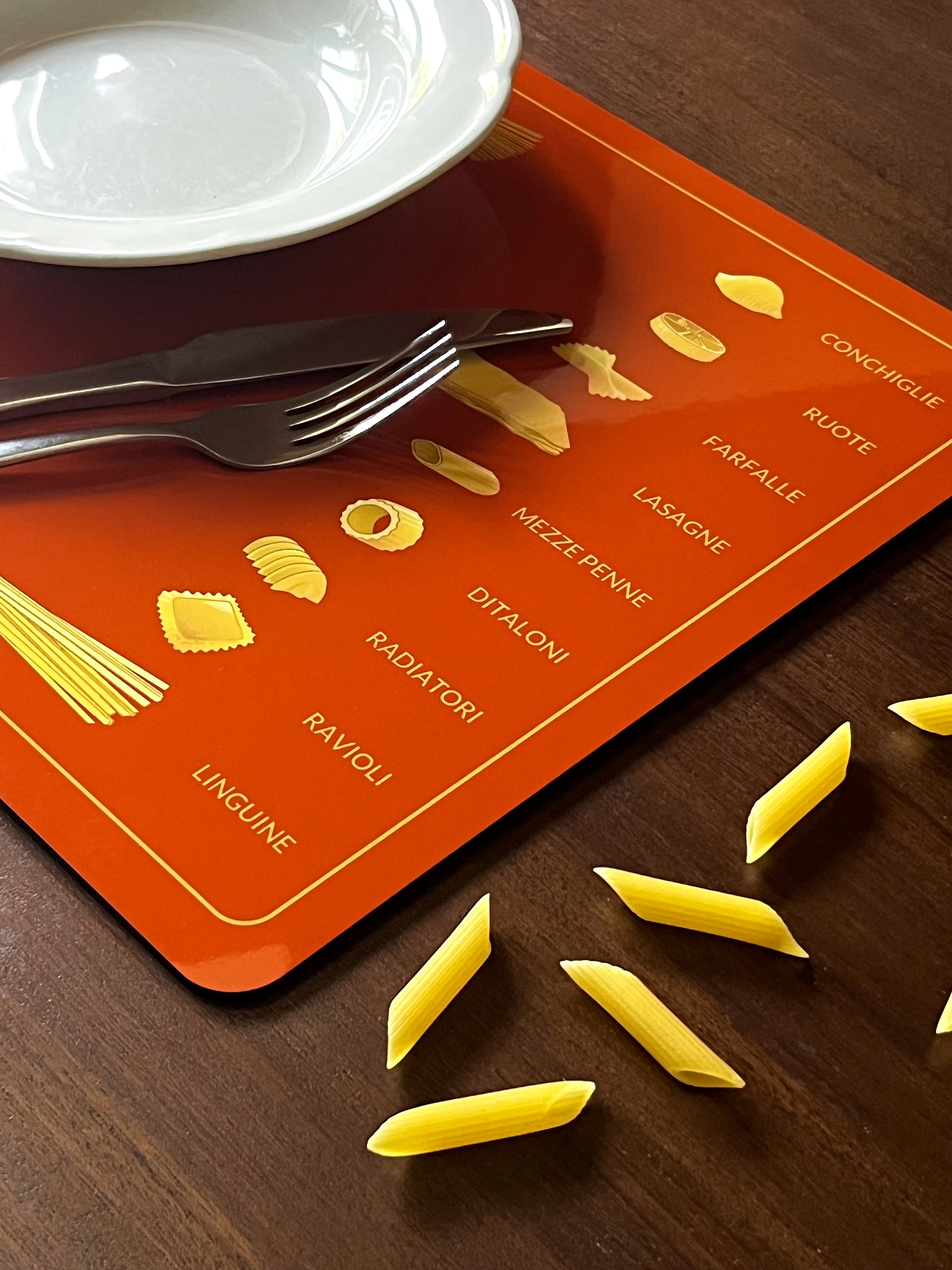 Pasta Encyclopedia Placemat Terracotta | Guzzerie