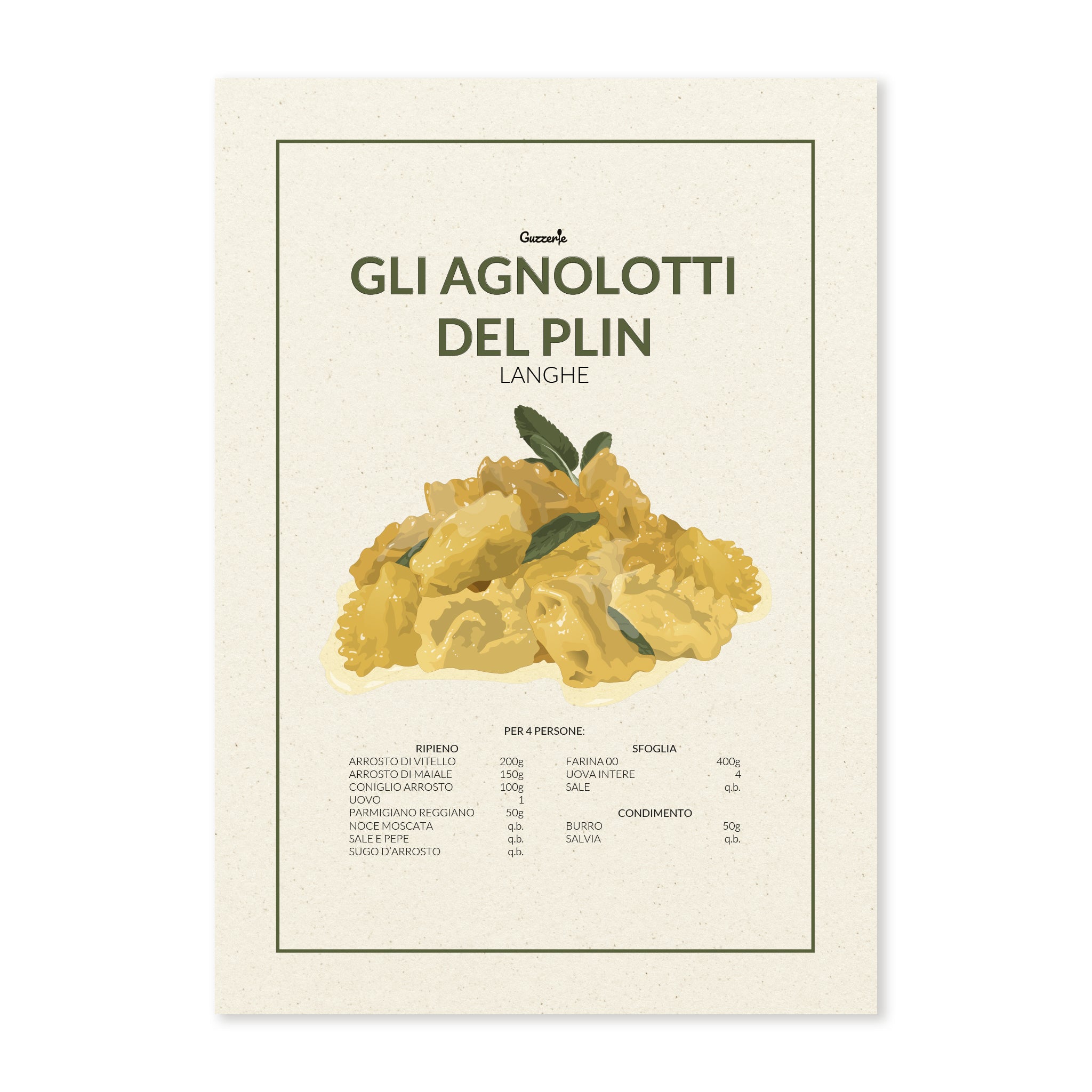 Iconic Poster of Agnolotti Del Plin | Guzzerie