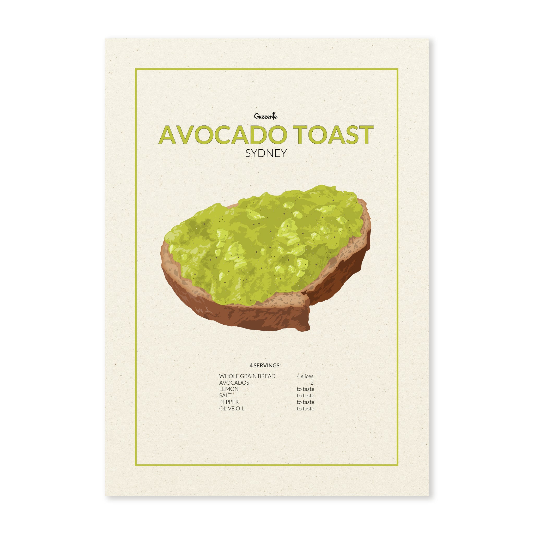 Iconic Poster of Avocado Toast | Guzzerie