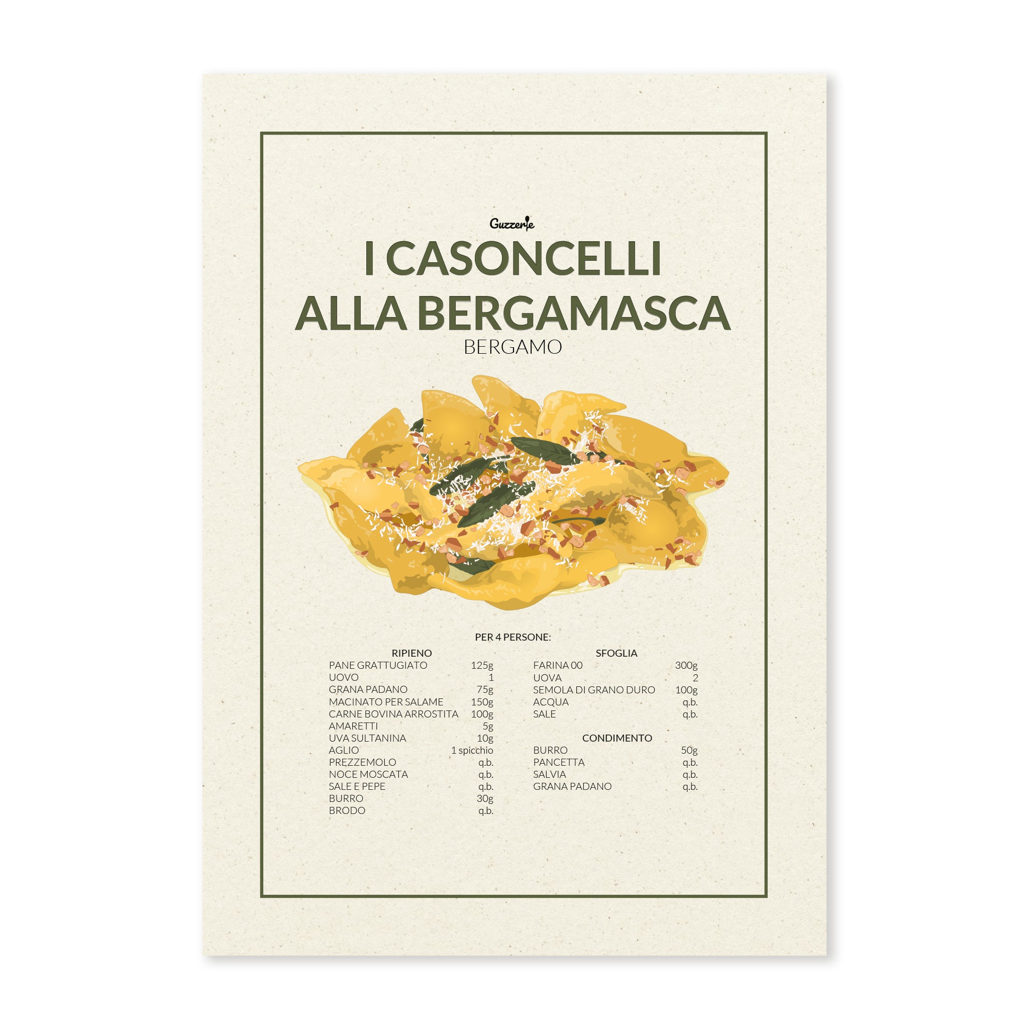 Iconic Poster of Casoncelli Alla Bergamasca | Guzzerie