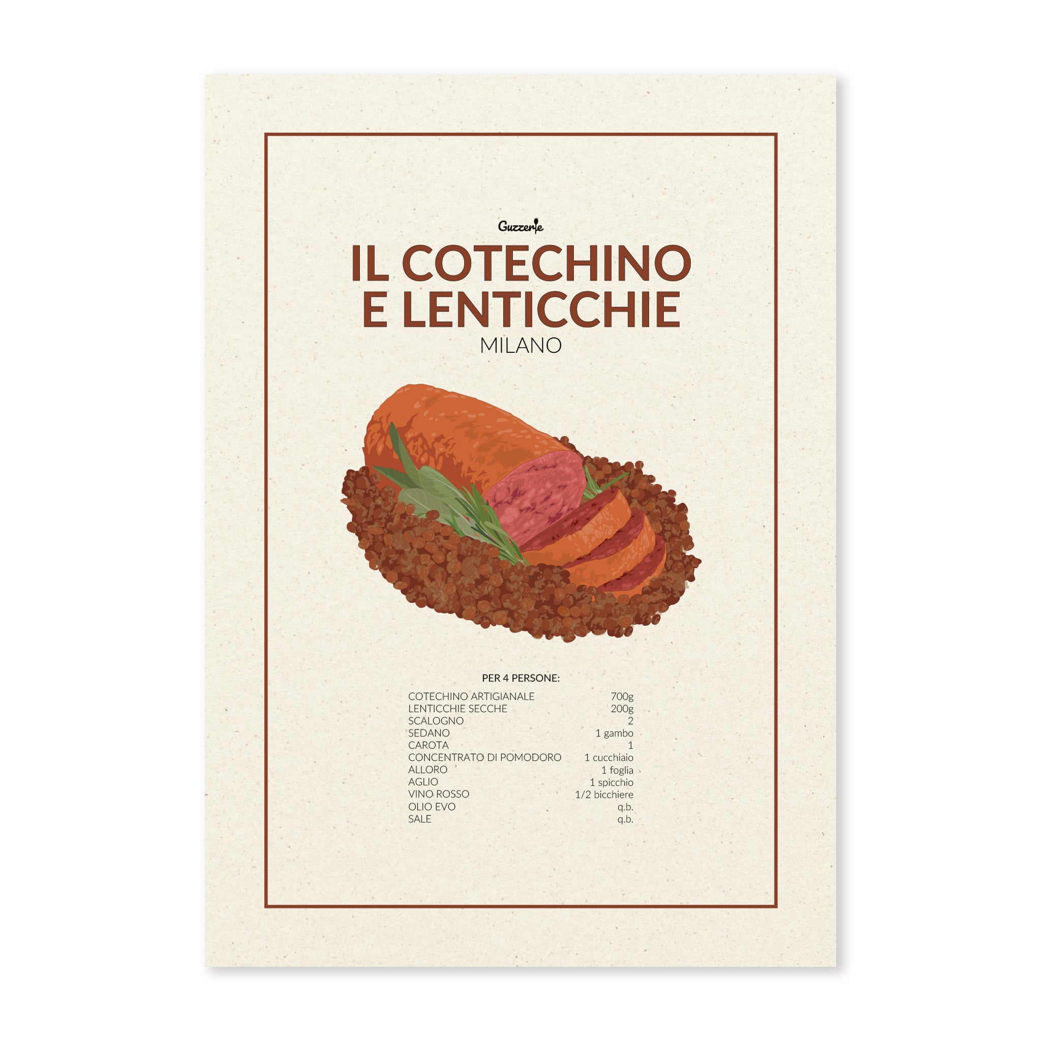 Iconic Poster Of Cotechino E Lenticchie | Guzzerie