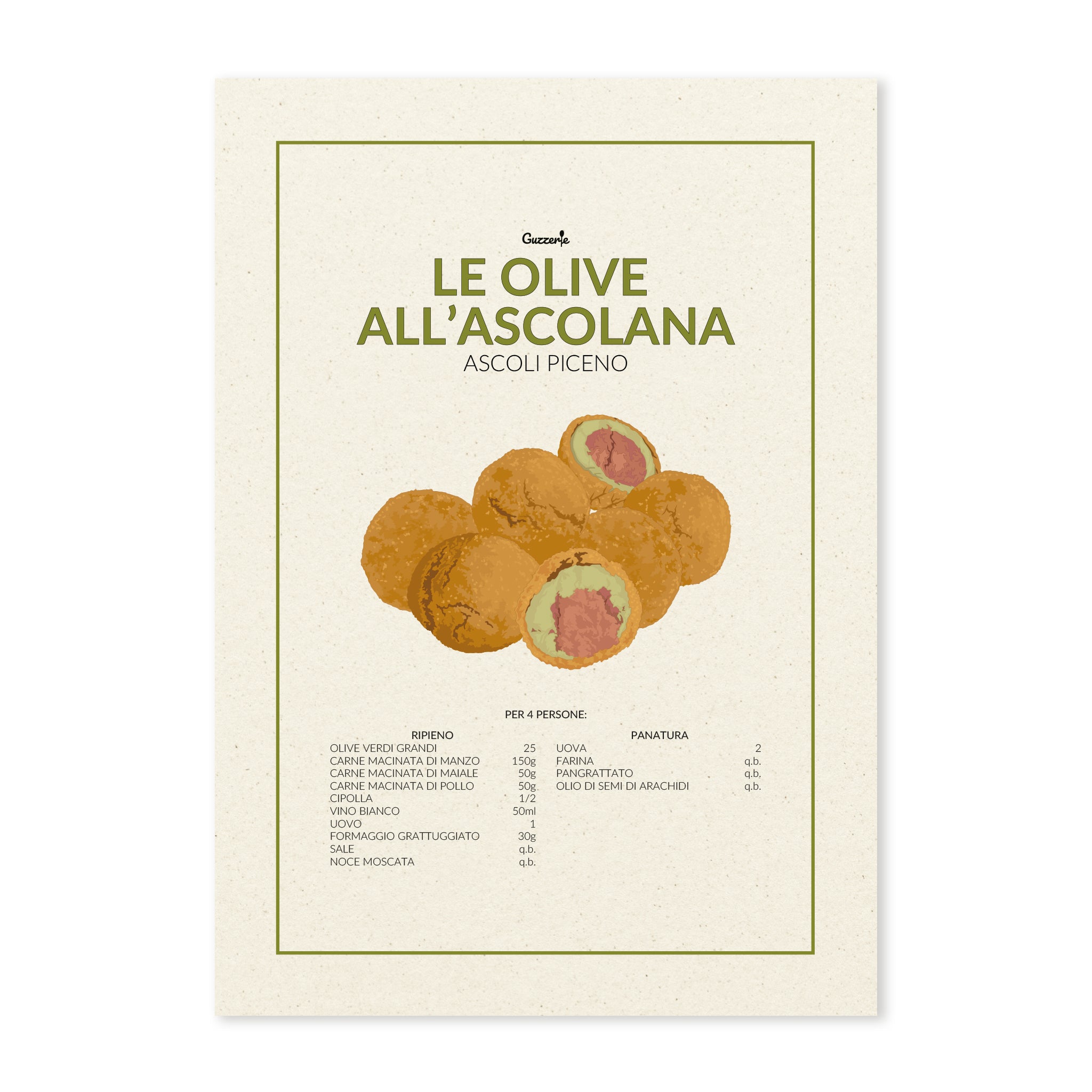 Iconic Poster Of Olive All'ascolana | Guzzerie