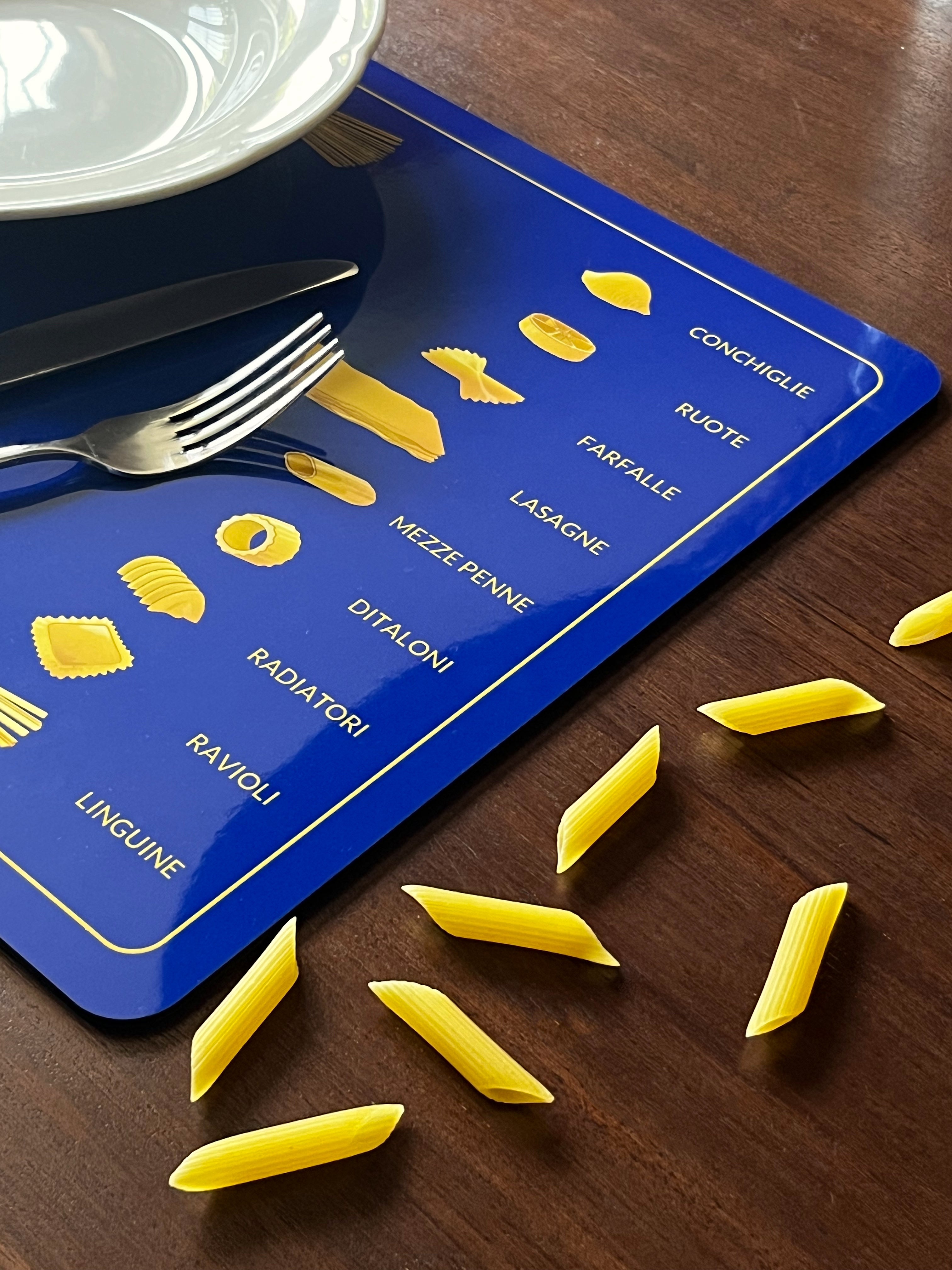 Pasta Encyclopedia Placemat Majolica | Guzzerie